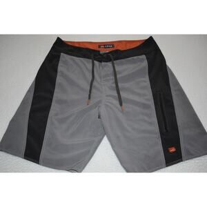 Cova Swimming Board Shorts Mens Size 34 Gray Zip Pocket‎ Polyester Spandex Blend